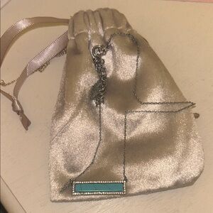 Turquoise and silver bar necklace